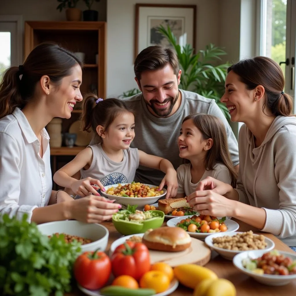 Family Sharing a Home-Cooked Meal