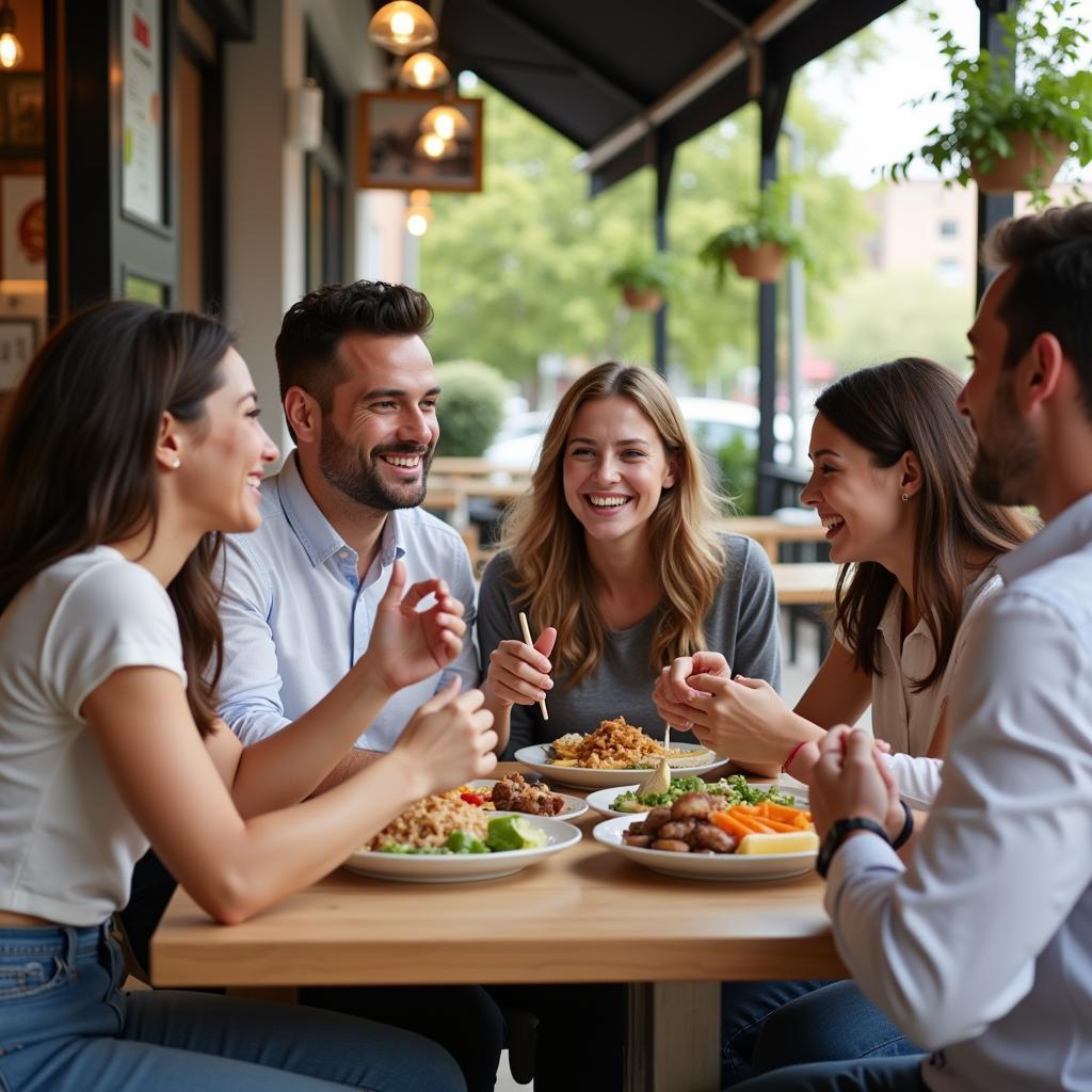 A family enjoys a kosher meal together at a restaurant in Panama City