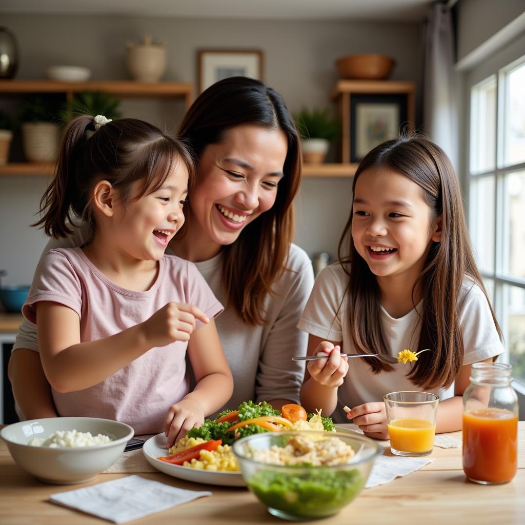 Family Enjoying a Meal Prepared with Canned Food