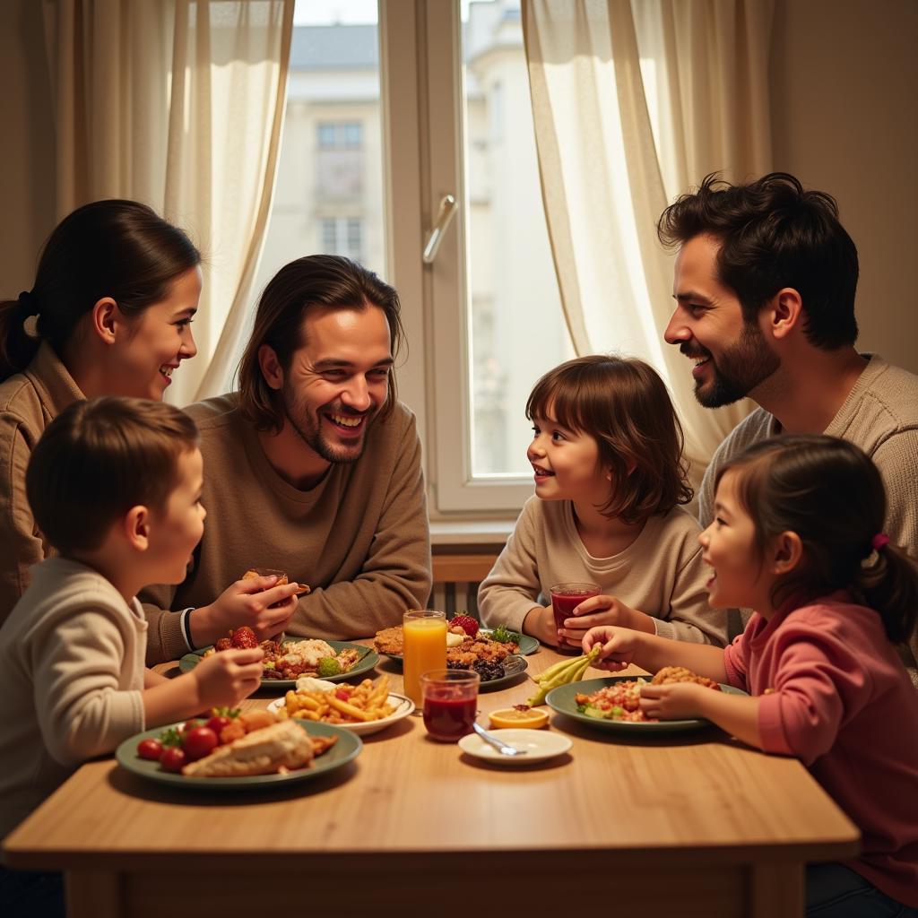 Family enjoying a meal together