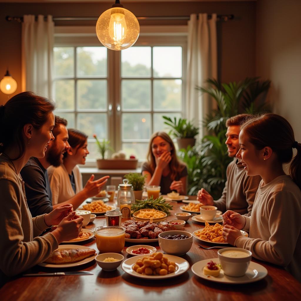 Family enjoying a meal together