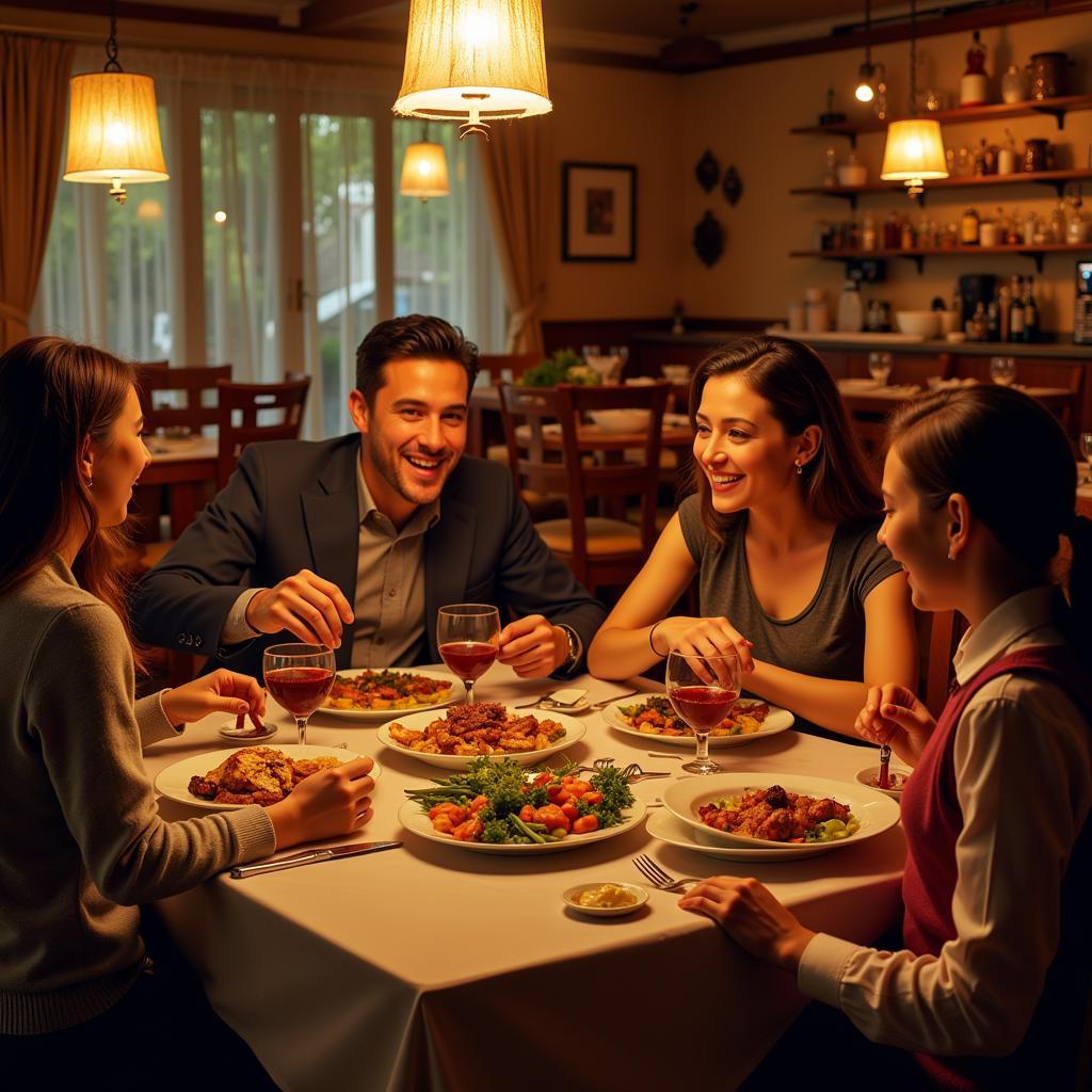 Family Enjoying a Mediterranean Dinner on McKnight Road