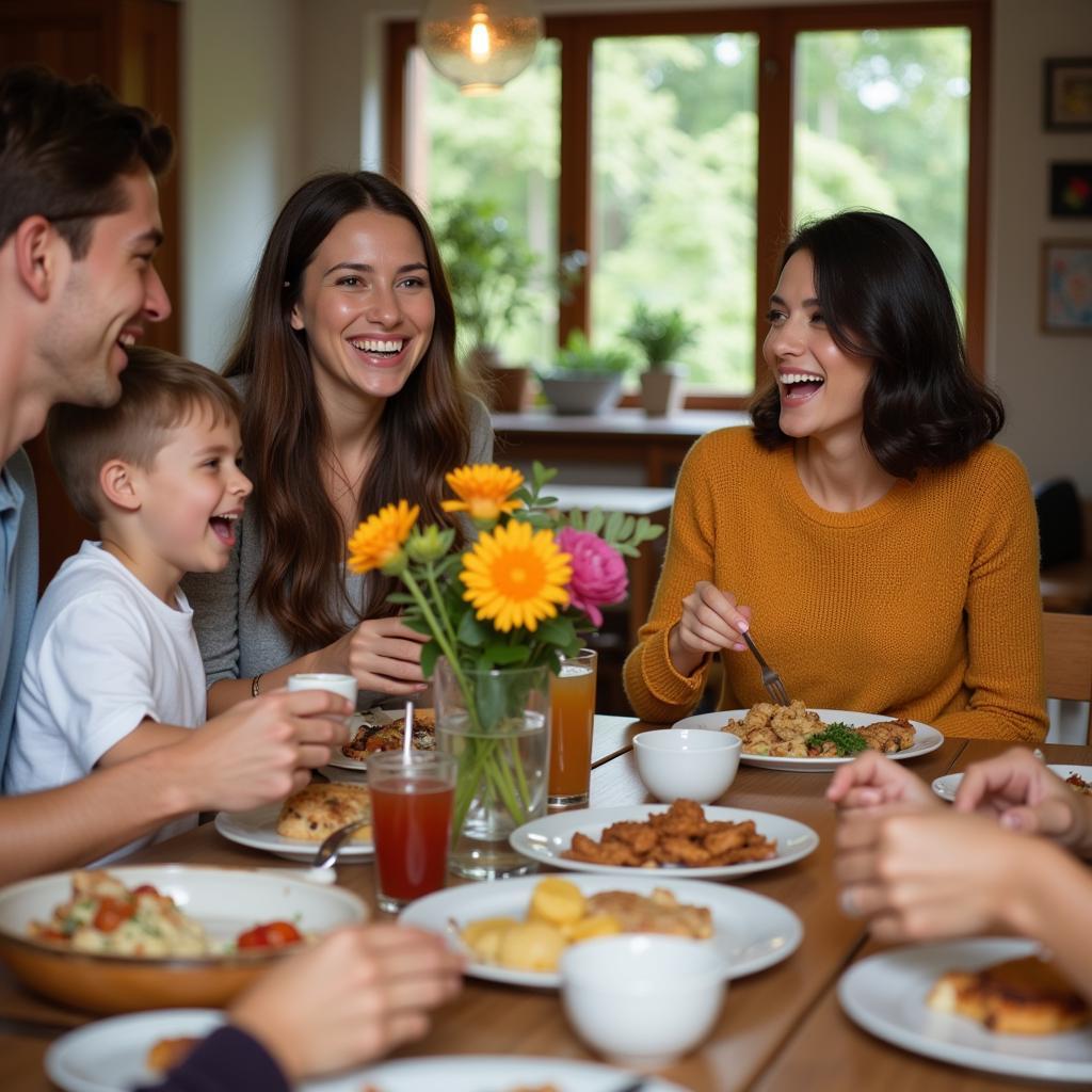 Family Enjoying Mother's Day Dinner Delivery