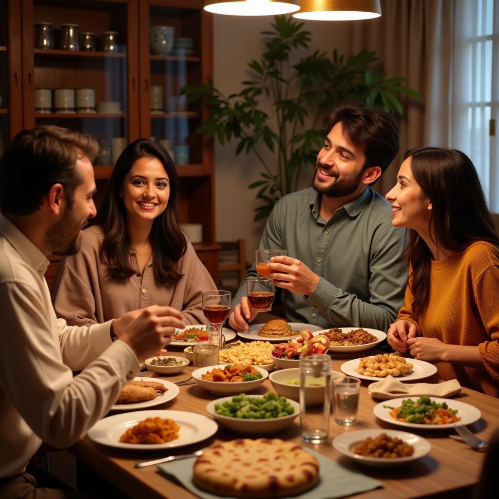 Family Enjoying Pakistani Halal Meal