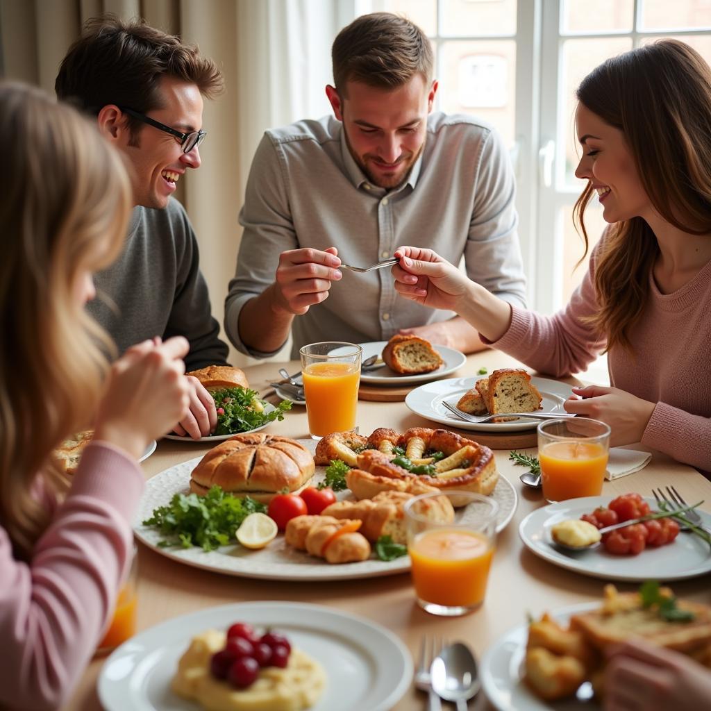 Family Sharing a Warm Meal Together