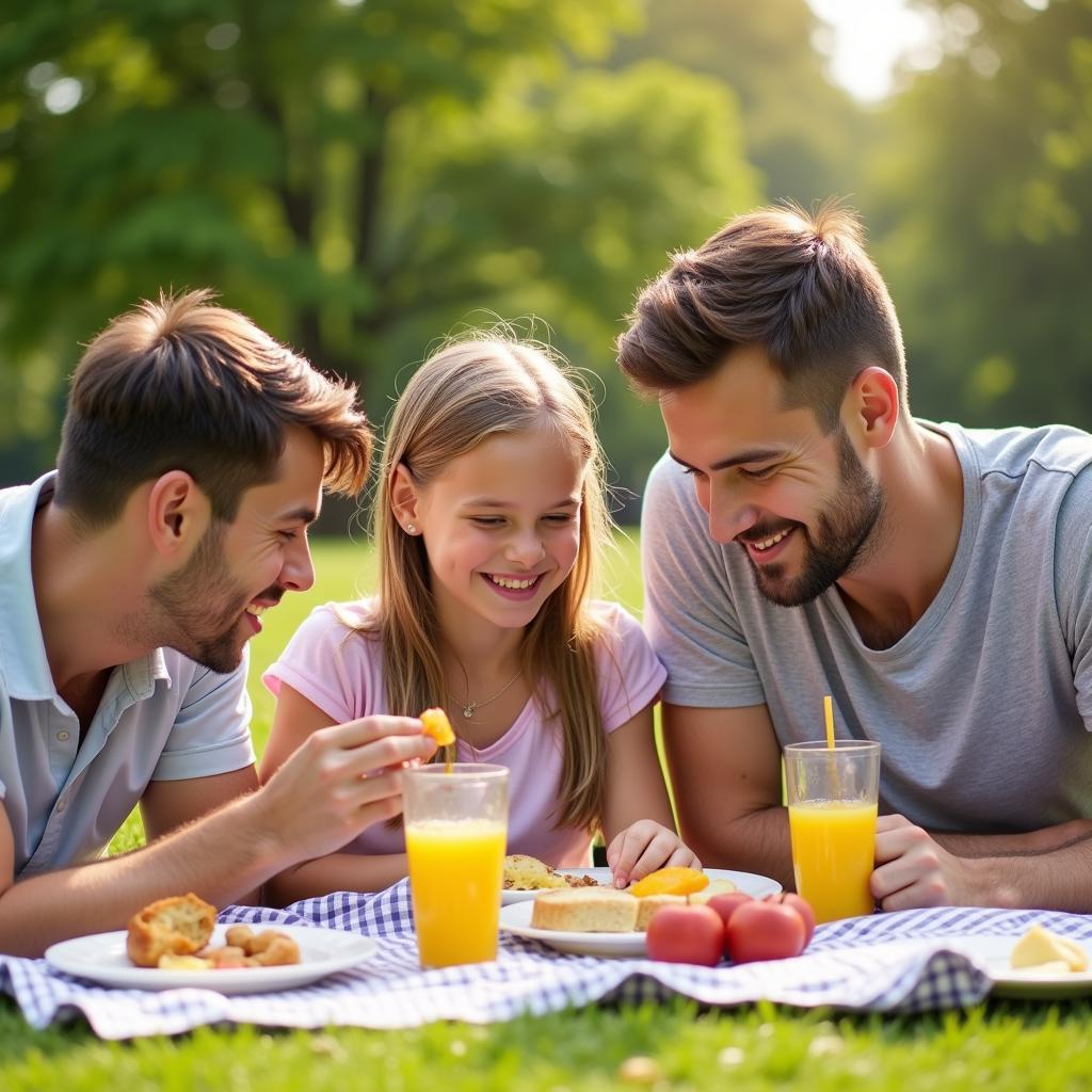 Family Enjoying a Picnic in the Park