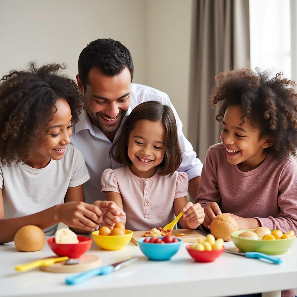 Family Bonding Over a Toys Food Set