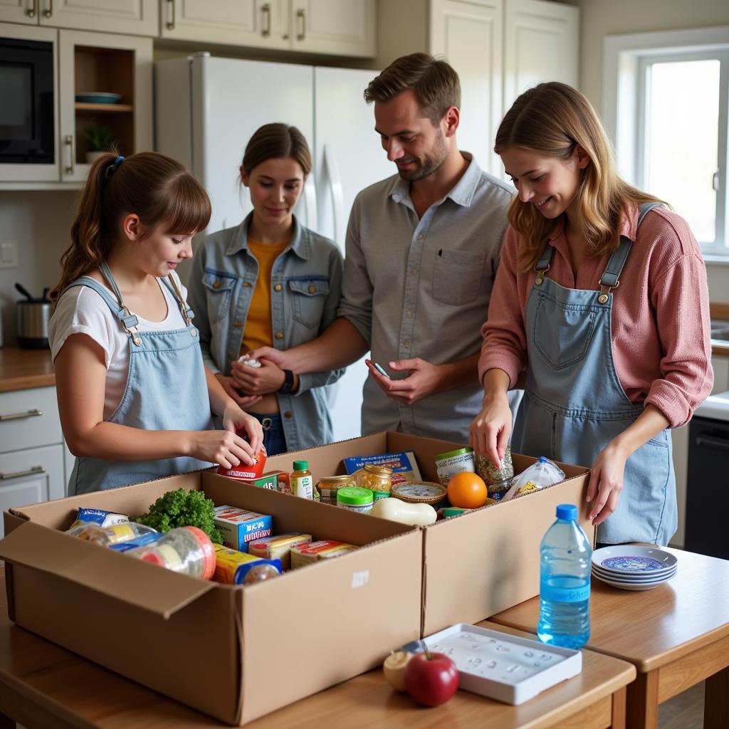 Family Preparing Emergency Kit