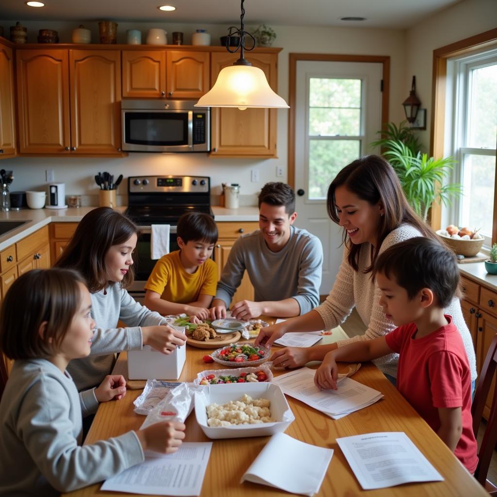 Family Preparing Survival Food Kit