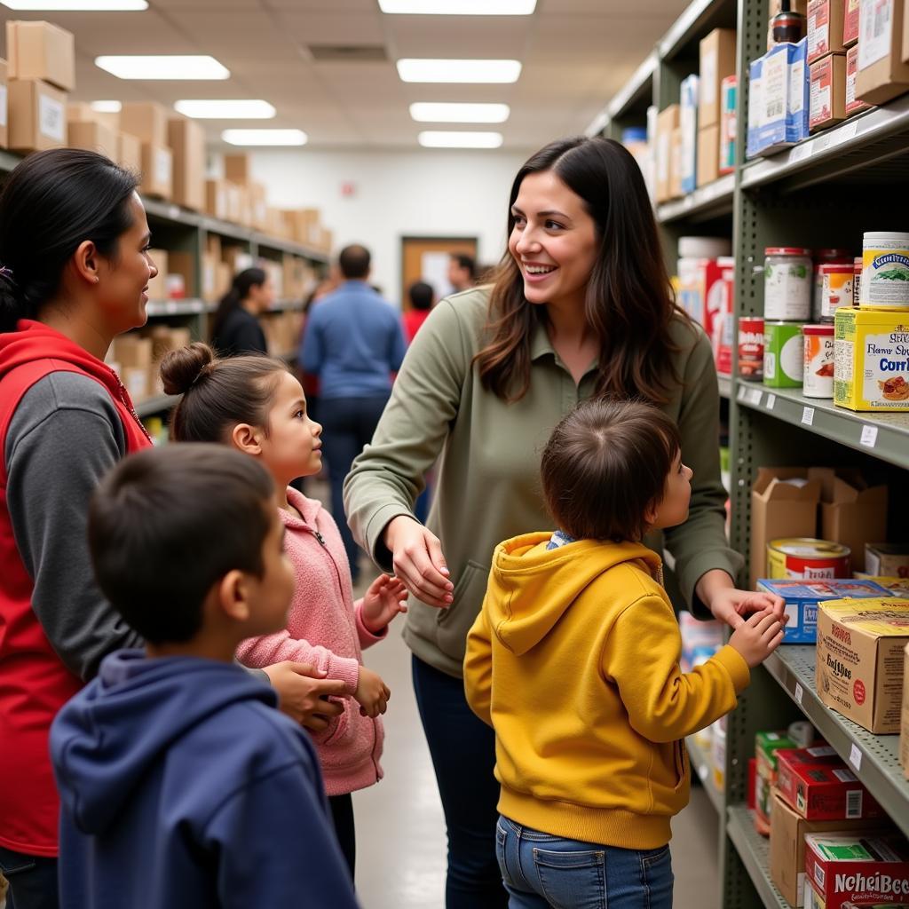 A family receiving food assistance at a cornerstone church food pantry