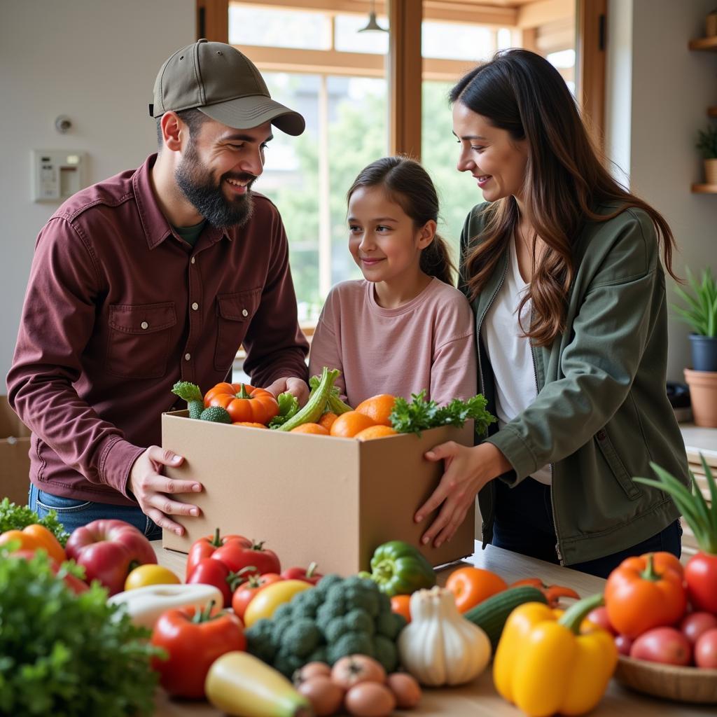 Family Receiving Food Assistance at a Community Cooperative Food Pantry