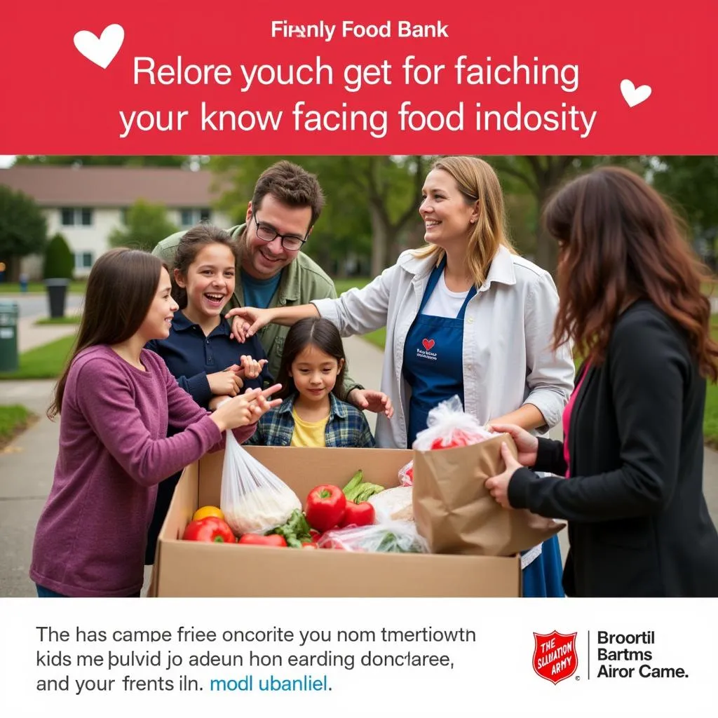 Family Receiving Food Assistance at a Salvation Army Center