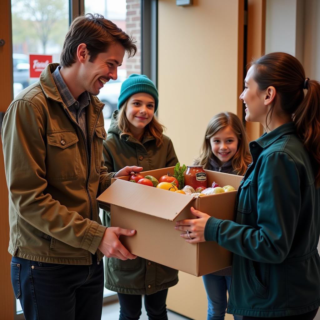 Family Receiving Thanksgiving Food Assistance