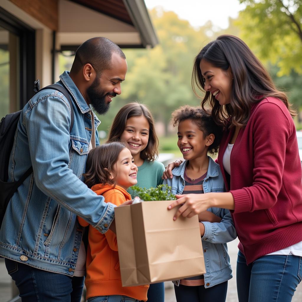 Family Receiving Grocery Assistance at Woodbridge Food Bank