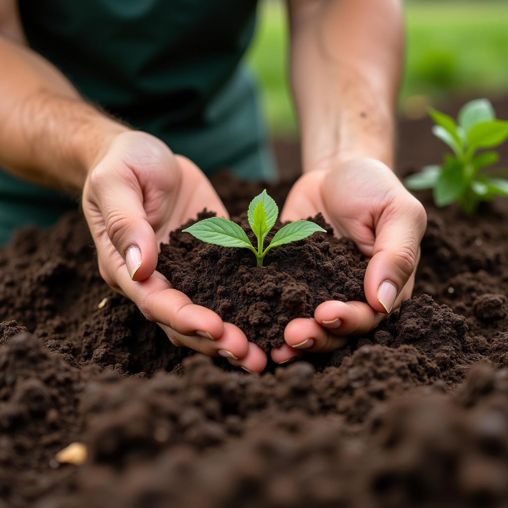 Farmer Examining Soil