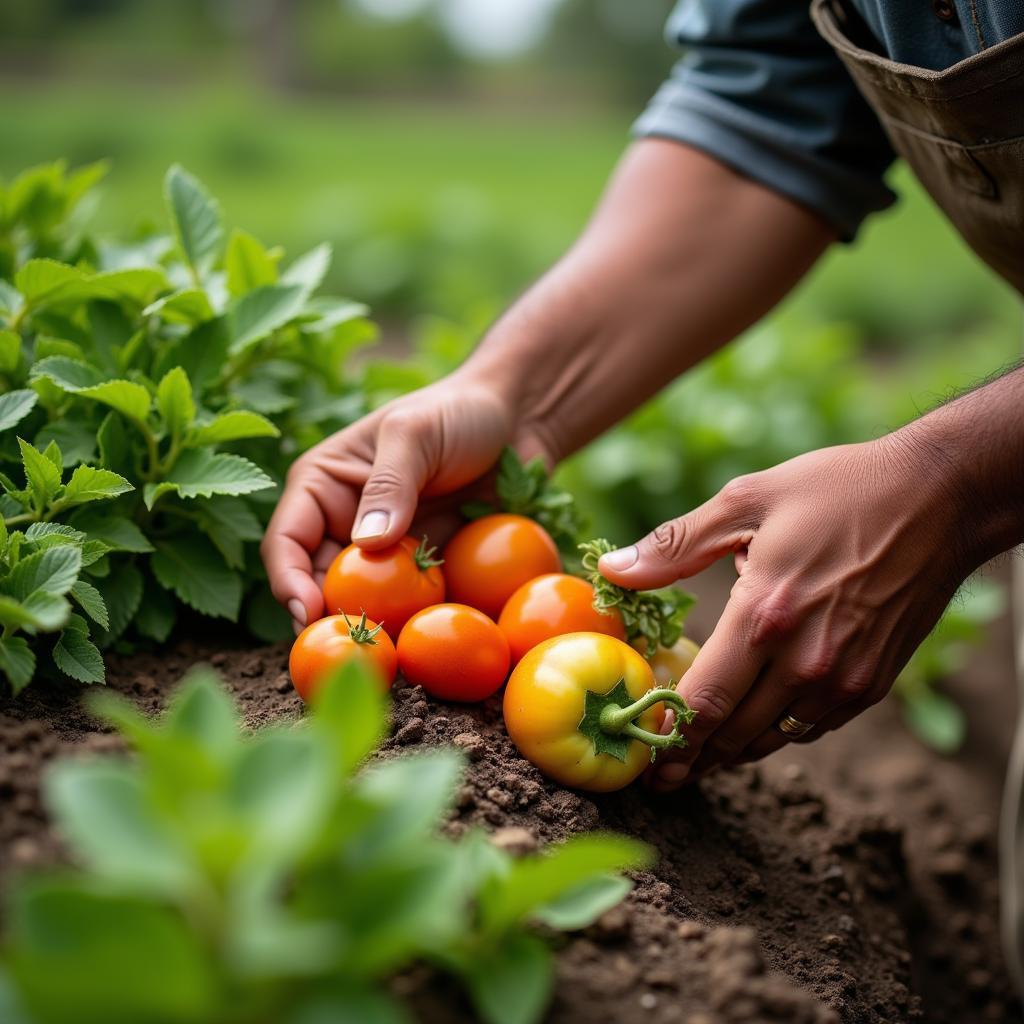 Farmer harvesting fresh produce