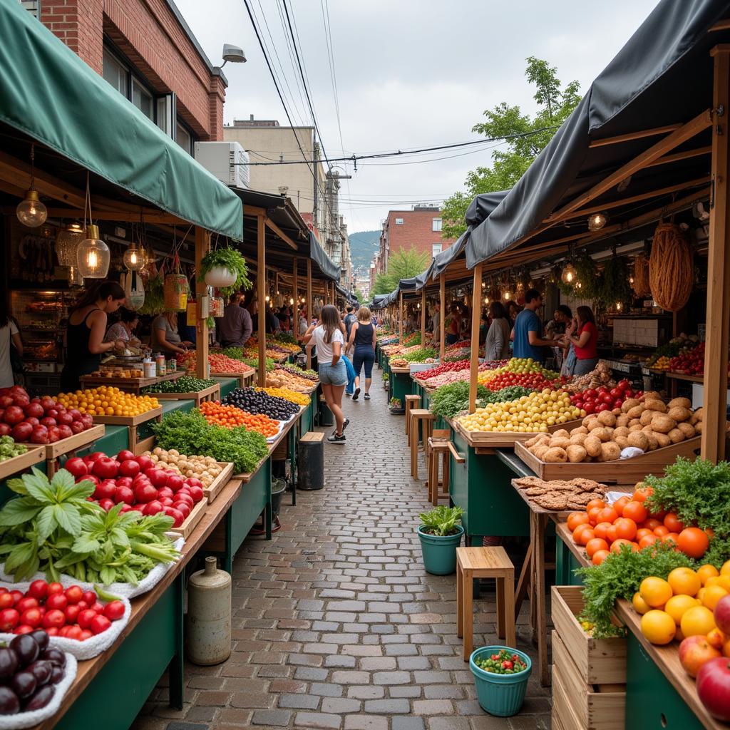 Fresh land food at a local farmer's market