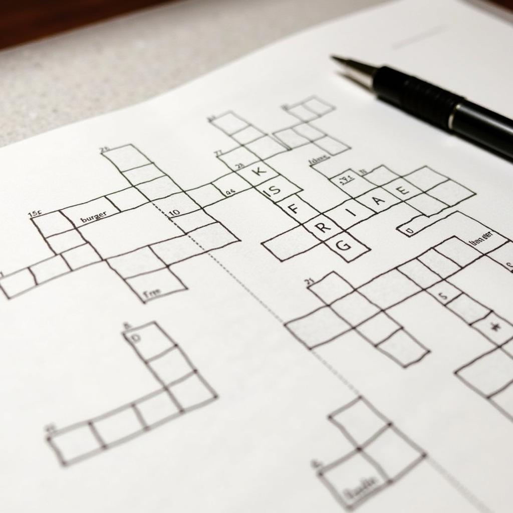 Fast Food Crossword Puzzle with Burger and Fries