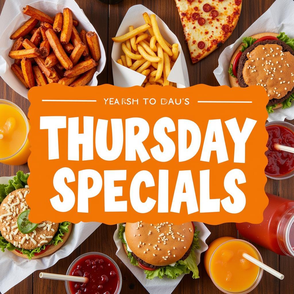 A collage of various fast food meals with a "Thursday Specials" banner