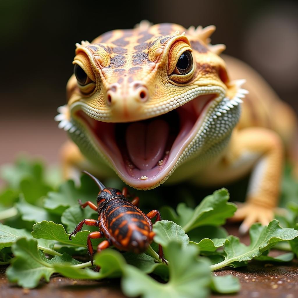 Feeding a Bearded Dragon a Mix of Insects and Vegetables