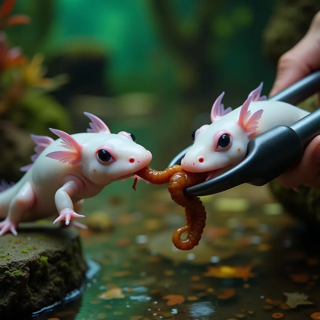 Axolotl Feeding Time