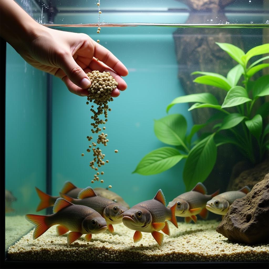 Feeding Catfish in an Aquarium