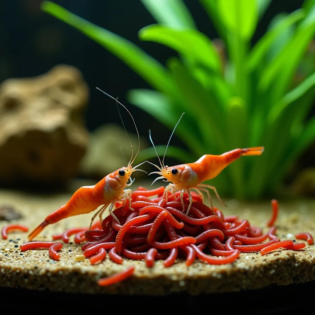 Feeding Cherry Shrimp Bloodworms