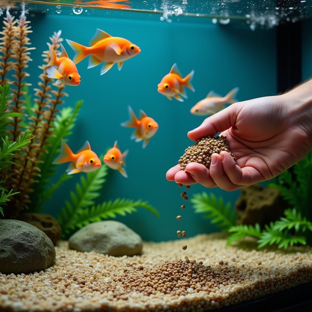 Feeding Fish with Floating Pellets