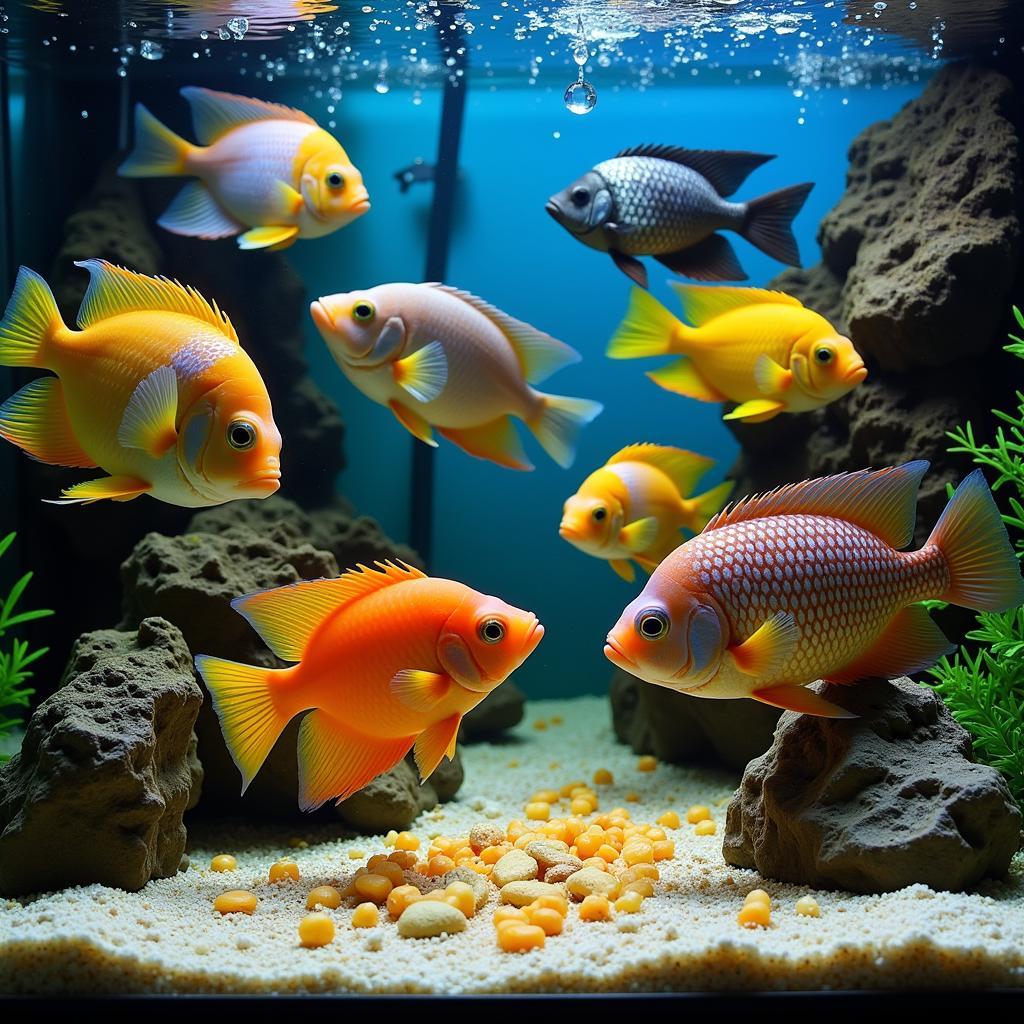 Feeding Frozen Fish Food to Tropical Fish