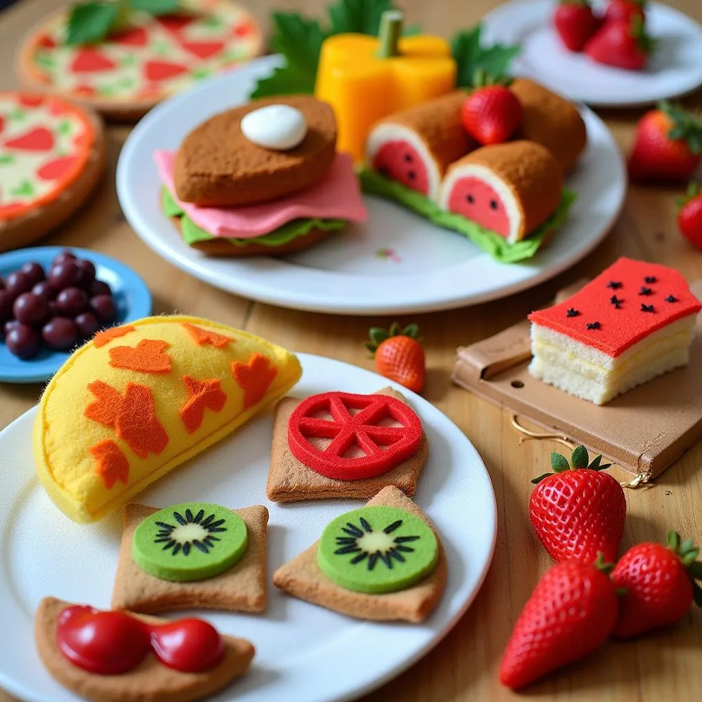 Colorful felt food spread