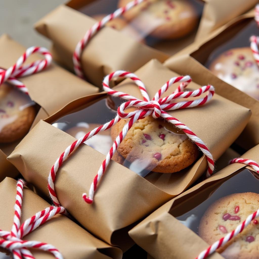 Christmas Cookie Packaging with Kraft Paper and Twine