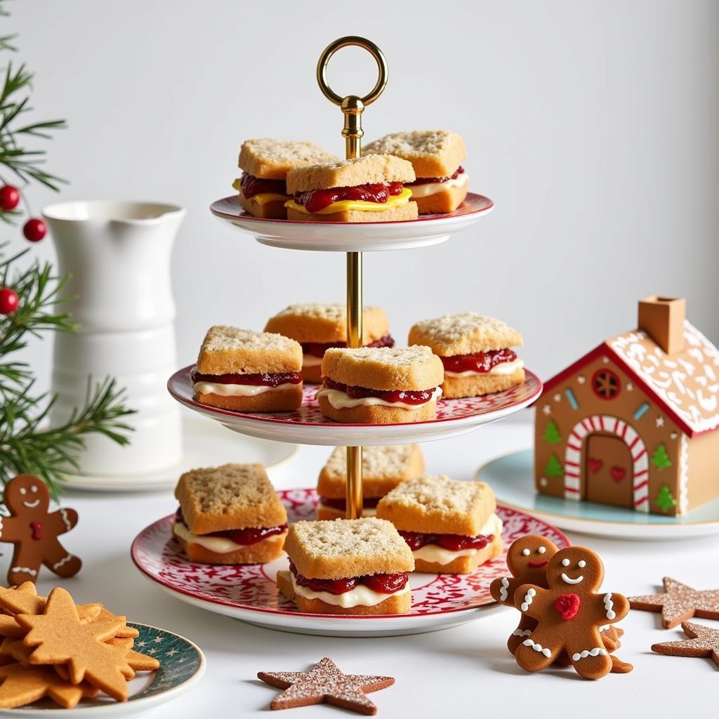 Festive Holiday Three-Tier Serving Tray