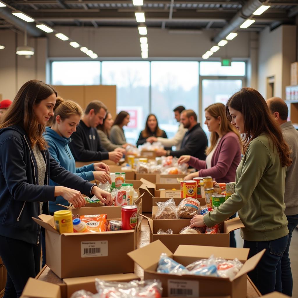 Volunteers sort donations at a Fife food bank