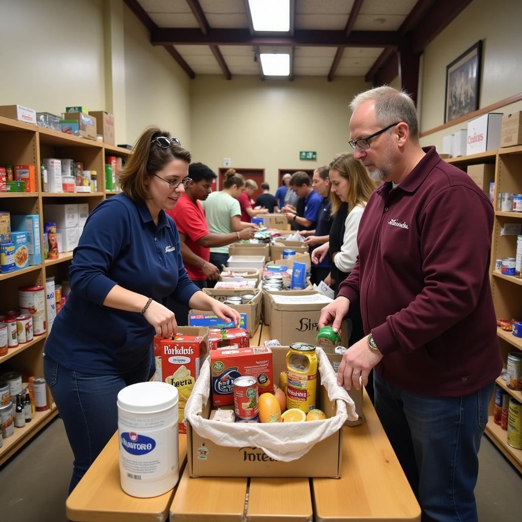 Volunteers Sorting Food at a Findlay, Ohio Food Pantry