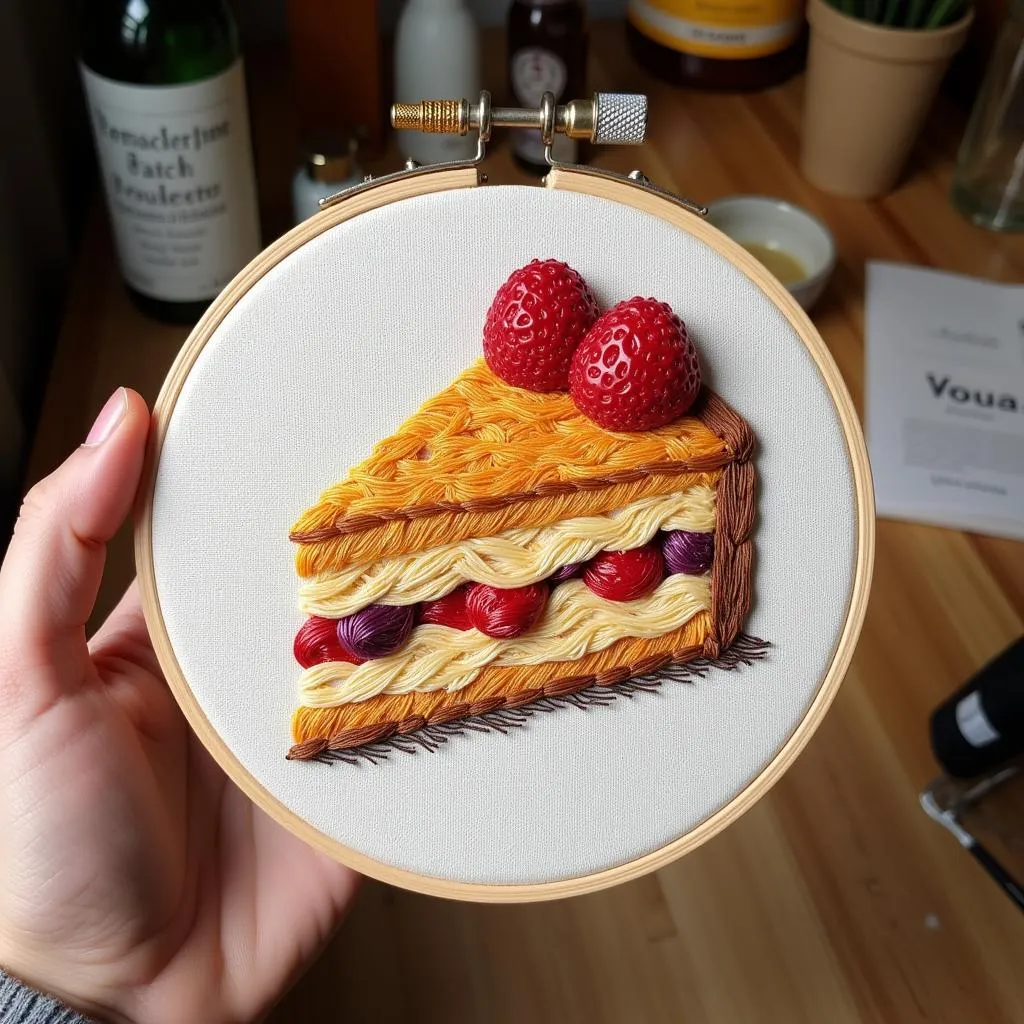 Completed food embroidery project