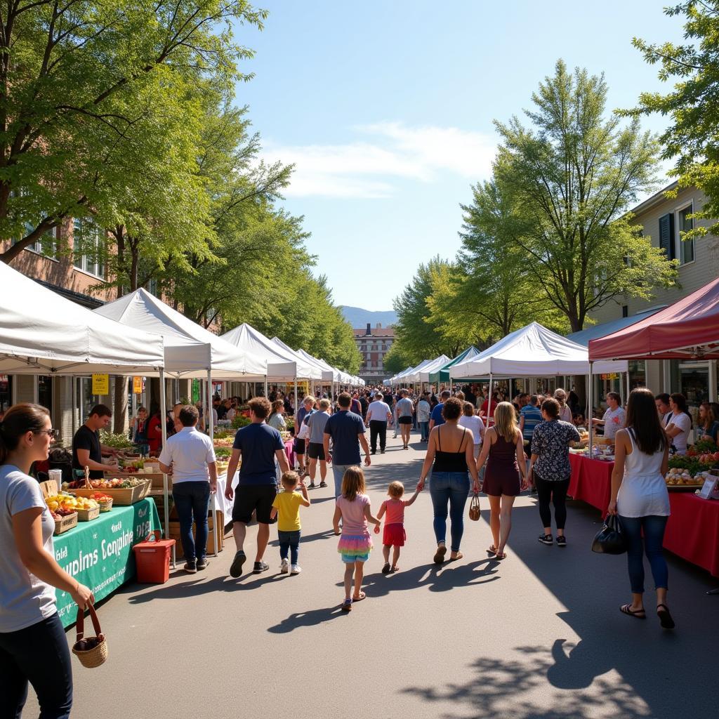 People gathering and socializing at the market