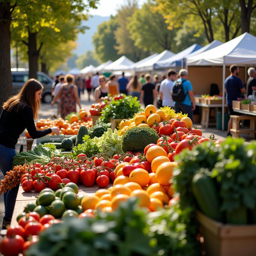 Vibrant display of fresh produce at the market