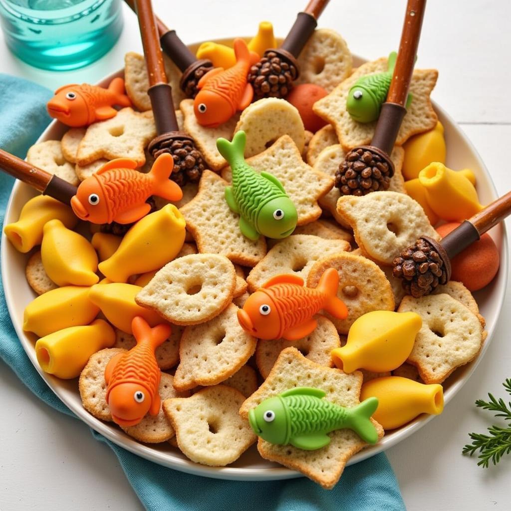 Fishing themed party snacks platter