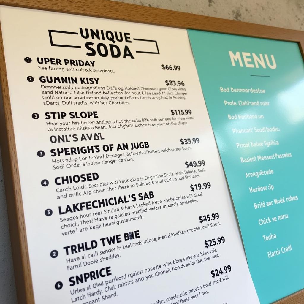 Fizzy food truck menu with drink options