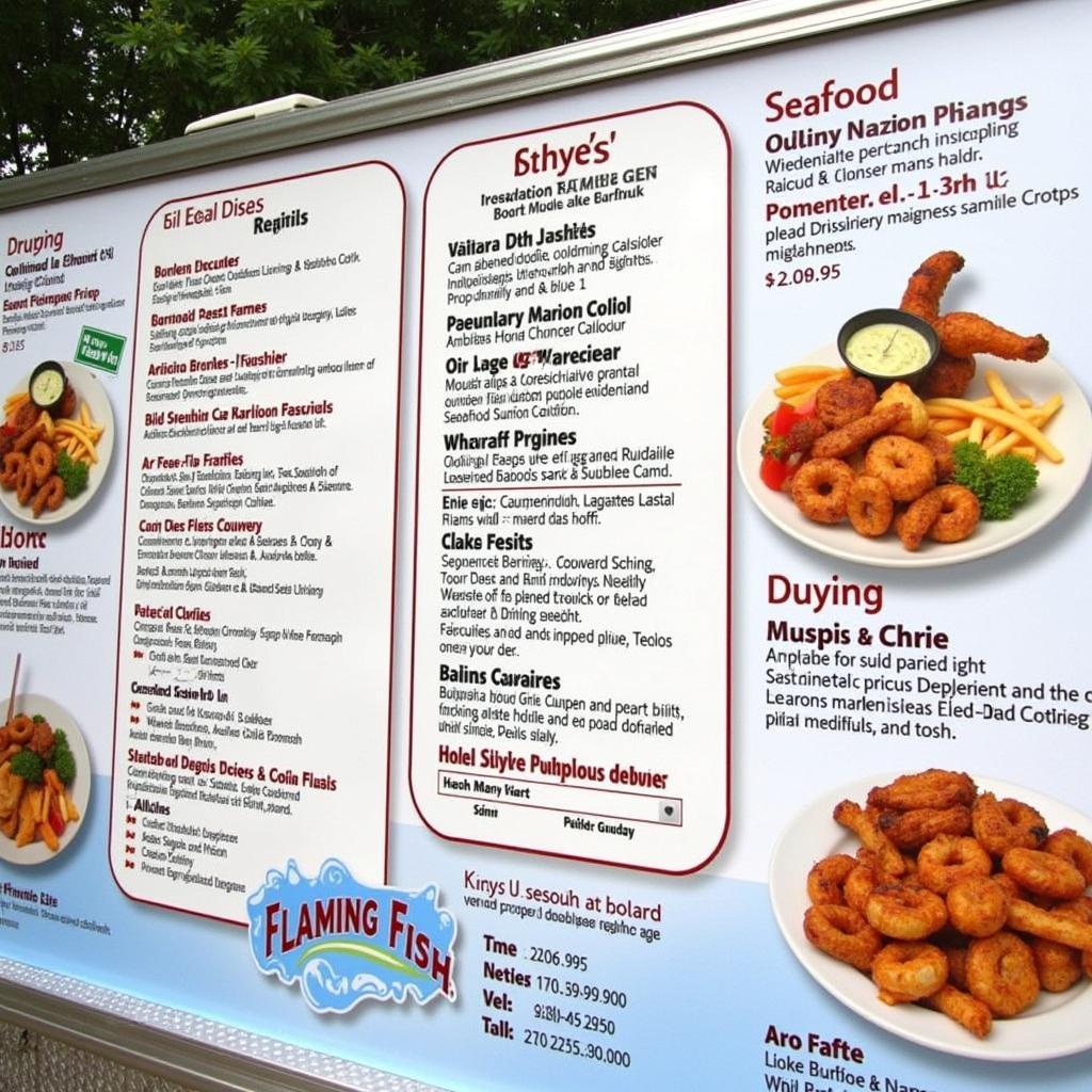 Close-up of Flaming Fish Food Truck Menu