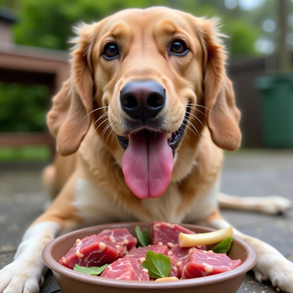 Florida Dog Enjoying a Raw Meal