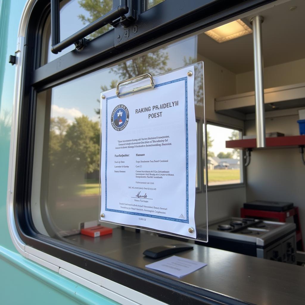 Florida Food Truck Inspection Certificate Displayed 