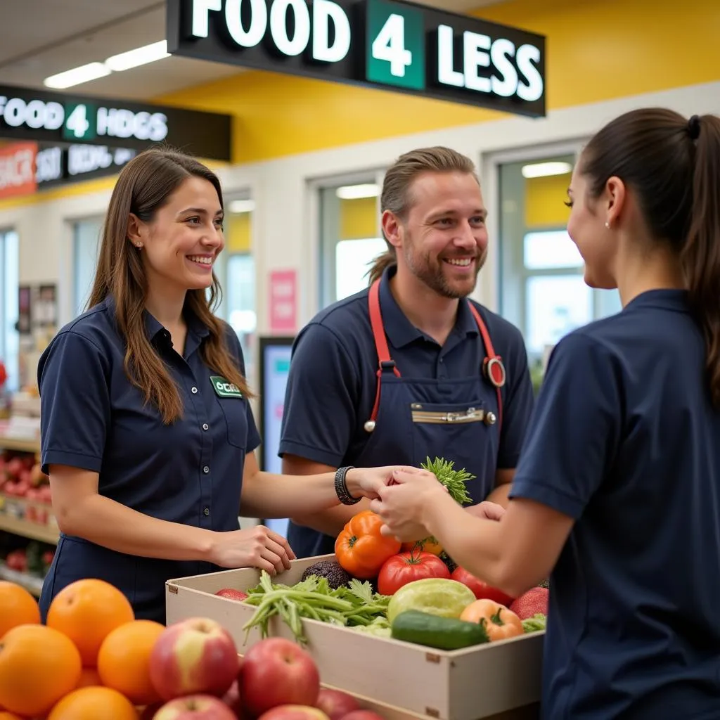 Smiling Food 4 Less Employees Assisting Customers