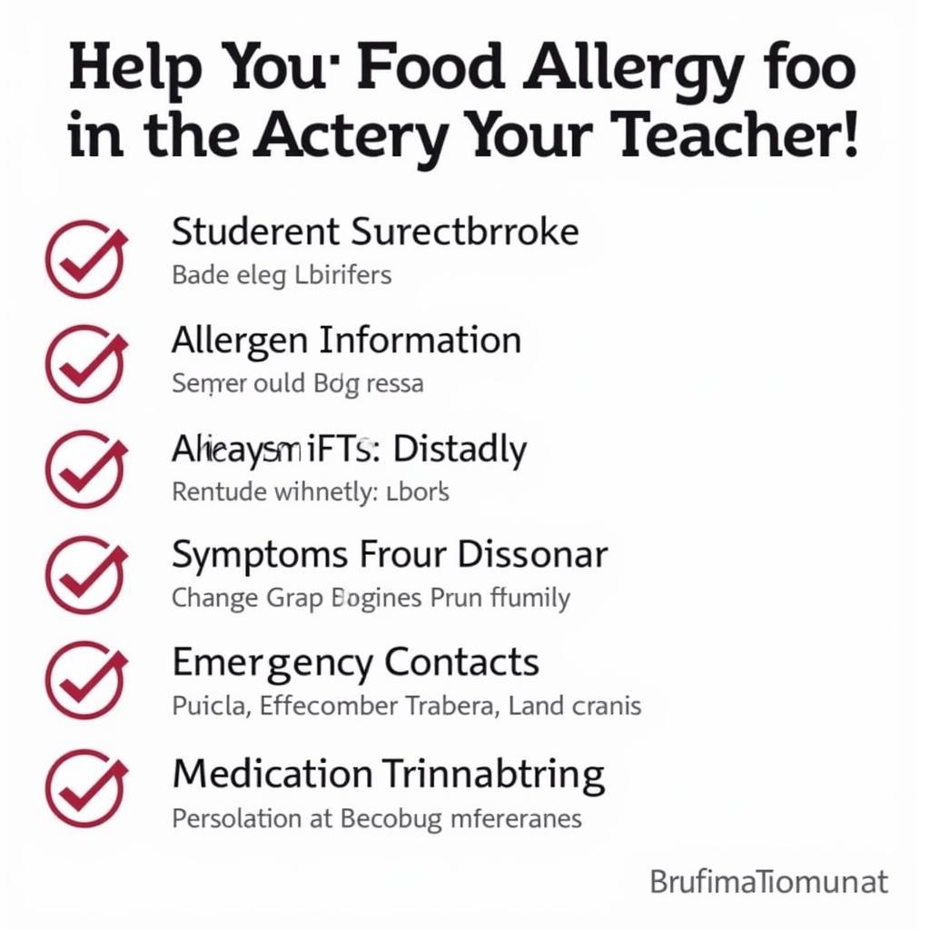 Food Allergy Letter Checklist