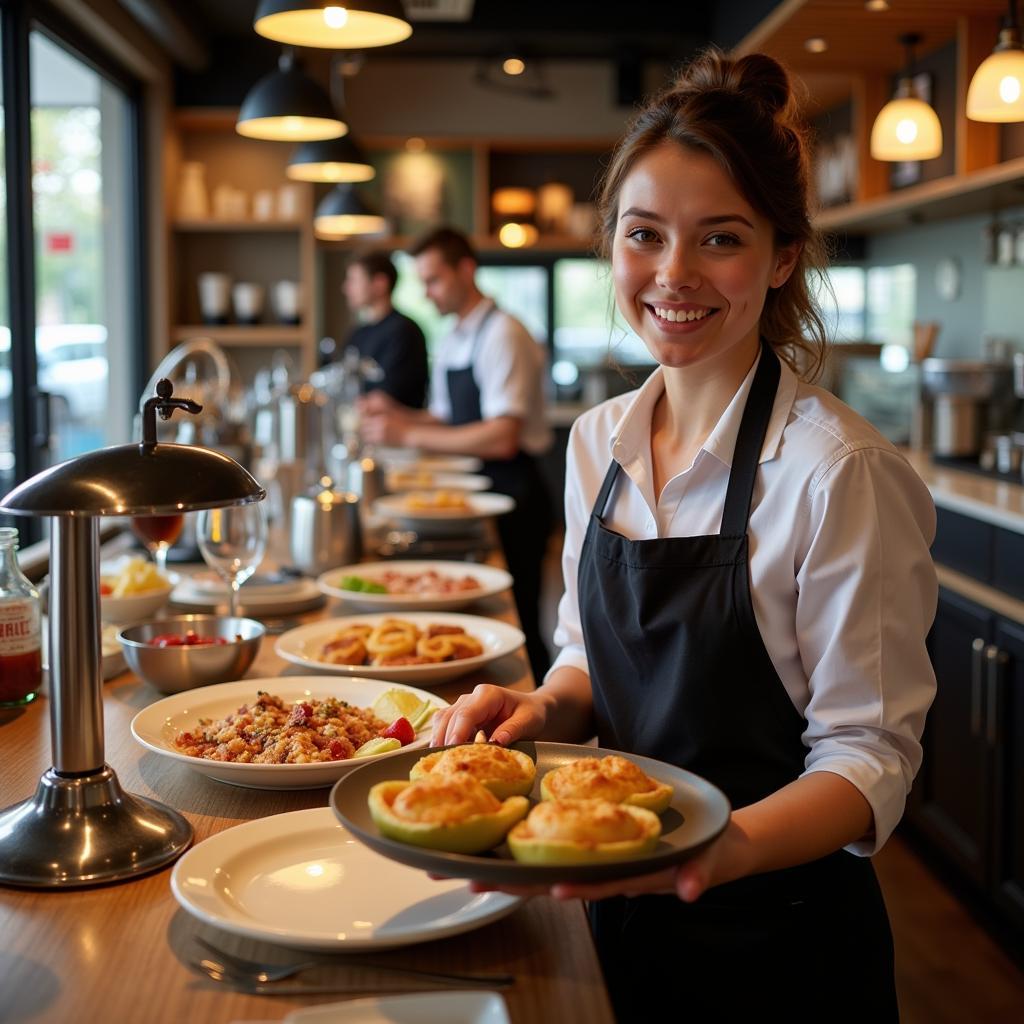 Food and Beverage Assistant Serving Food