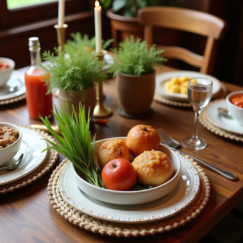 Food appeal pots in a table setting