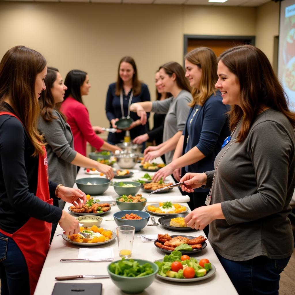 Participants engaging in a hands-on cooking demonstration at the Food as Medicine Conference 2024