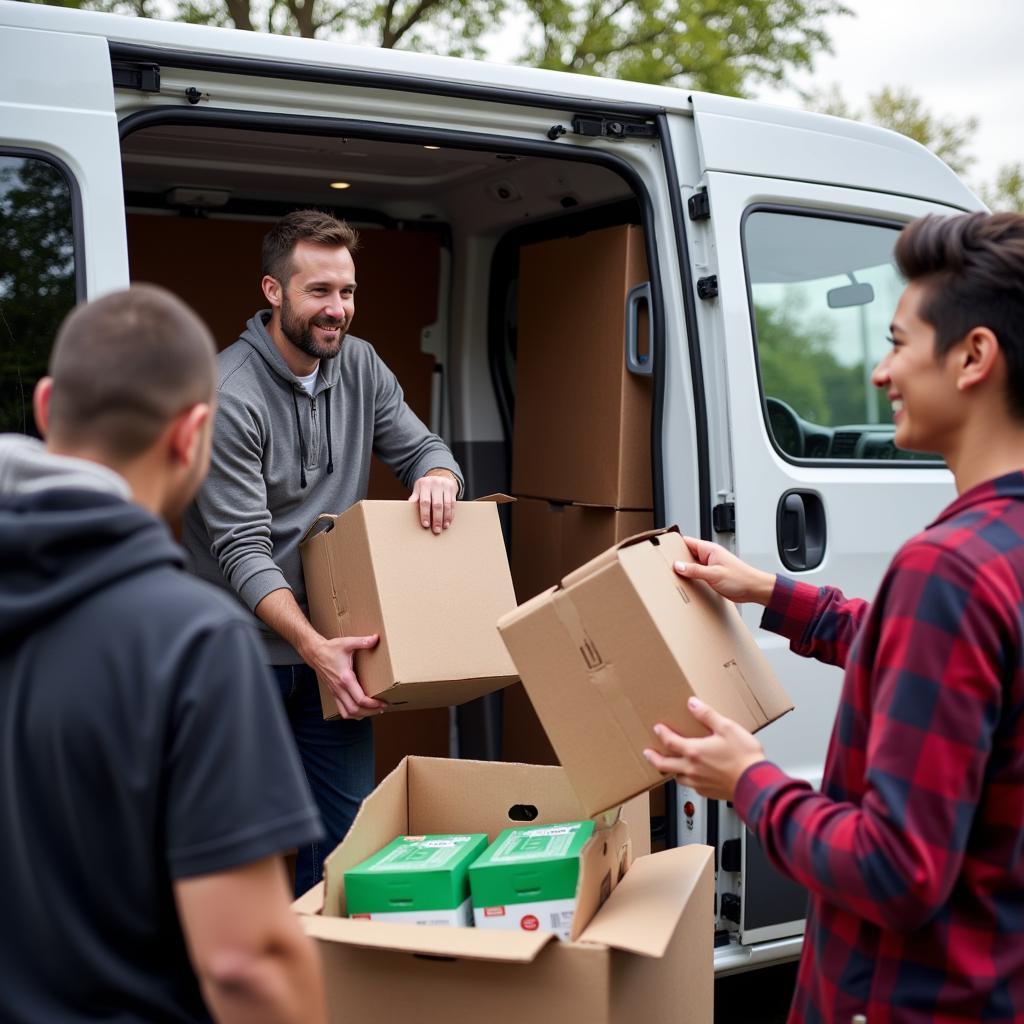 Food Bank Delivery Driver Assisting Family