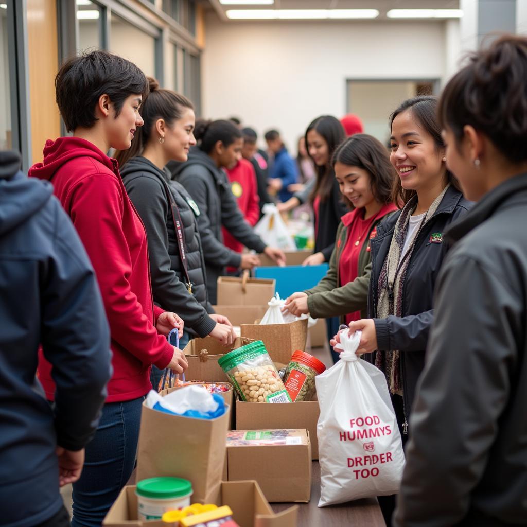  Families line up to receive food donations at a Newnan food bank distribution event