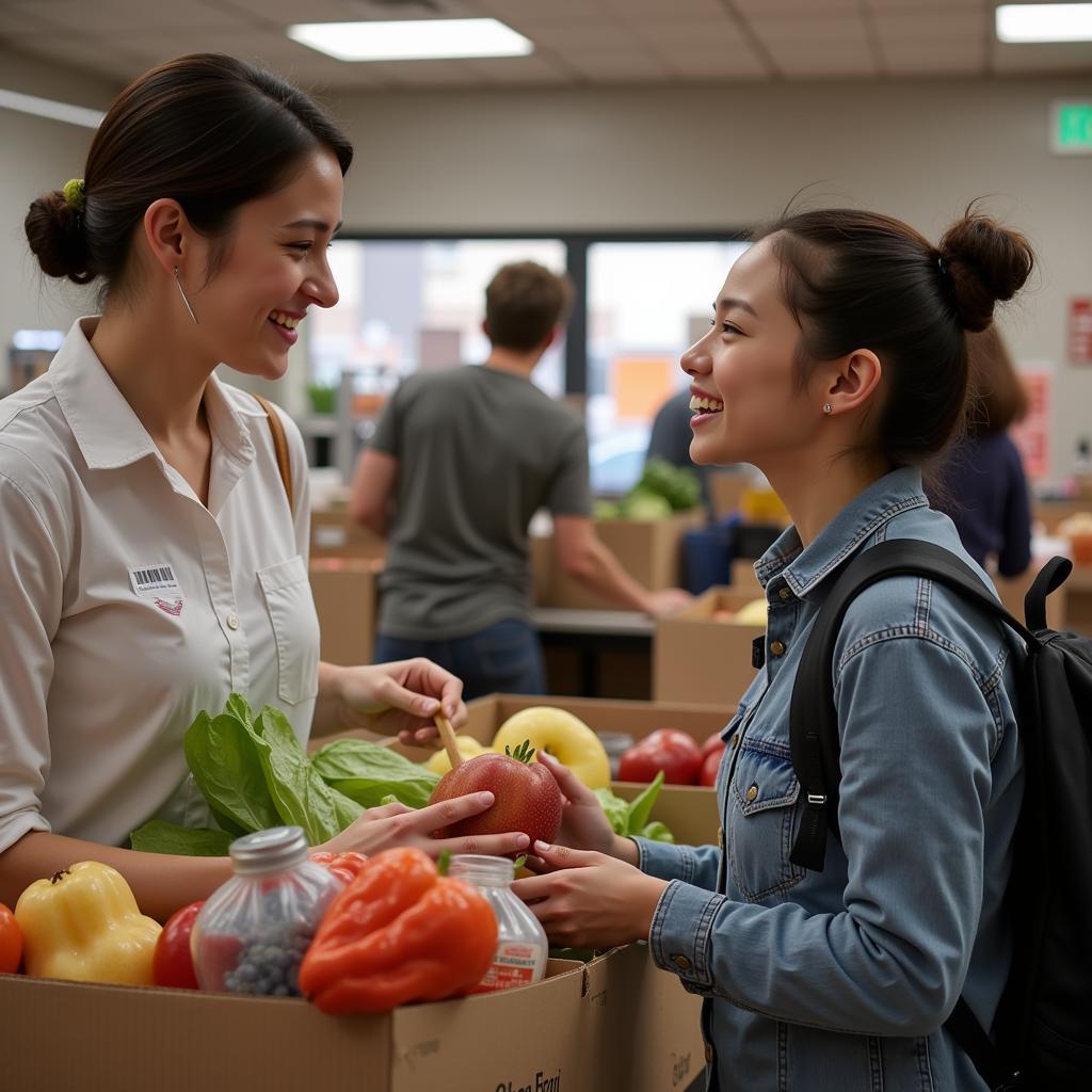 Food Bank Staff Member Assisting Client